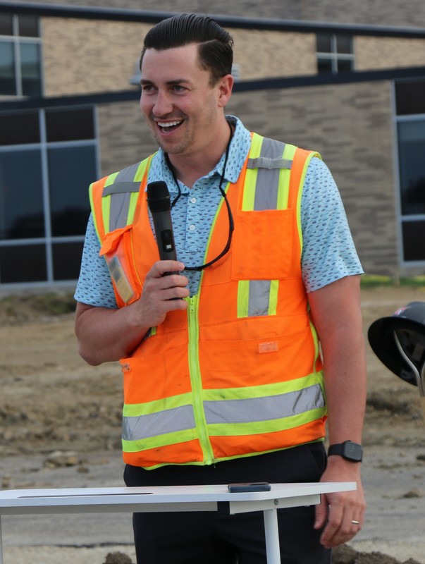 Harrison Massone, Project Executive for Meijer-Najem Construction, introduces members of his team during the Ground-breaking Ceremony
