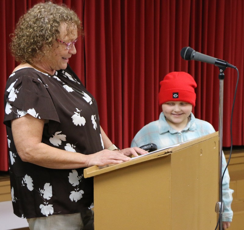 Carma Reidy and Anastasia Boyd during the Jennerjahn Most Improved Student Awards