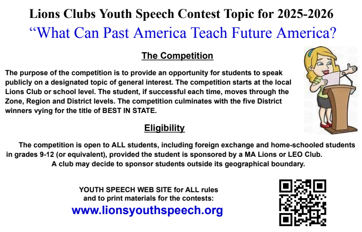 Lions Clubs Youth Speech Contest Topic for 2025-2026