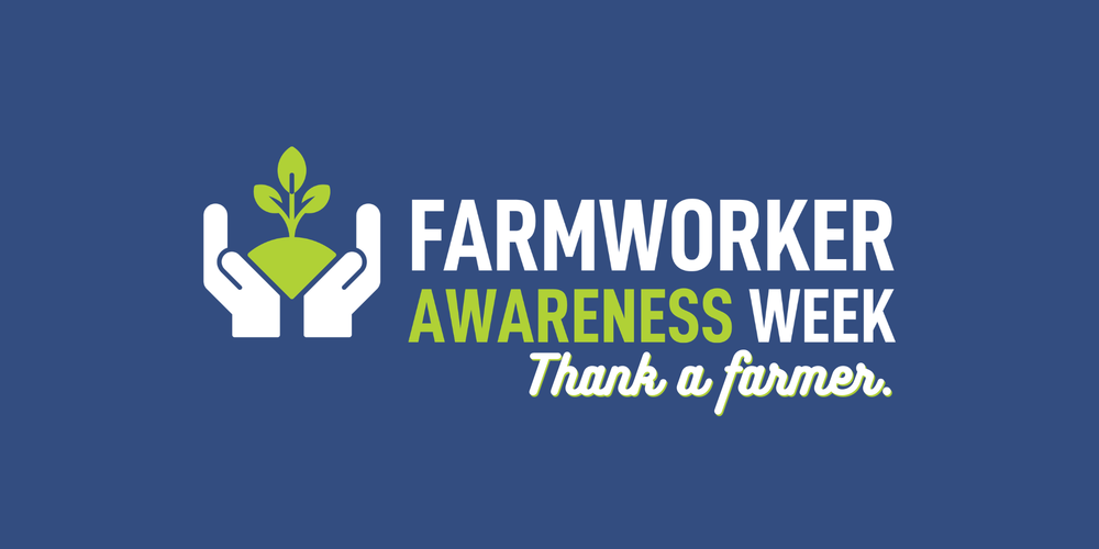 dark blue graphic with Farmeworker Awareness Week logo 