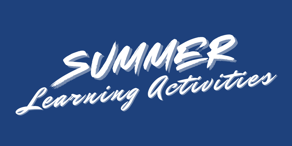 Dark blue background with the words Summer Learning Activities in white.