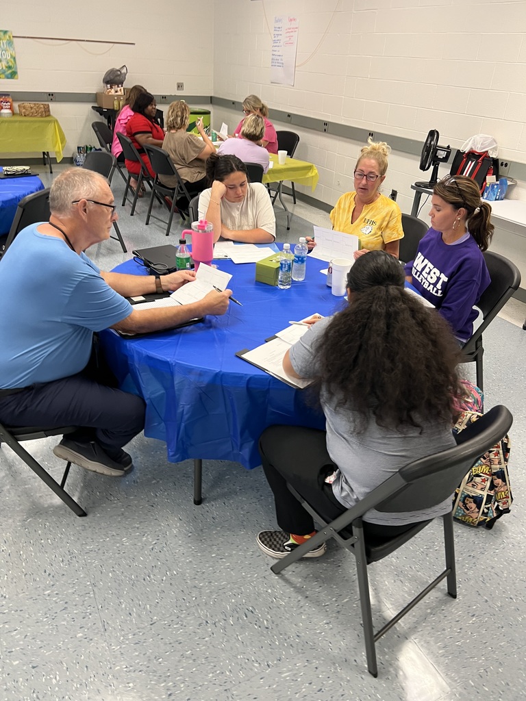 Images of teachers sitting around tables in professional development sessions