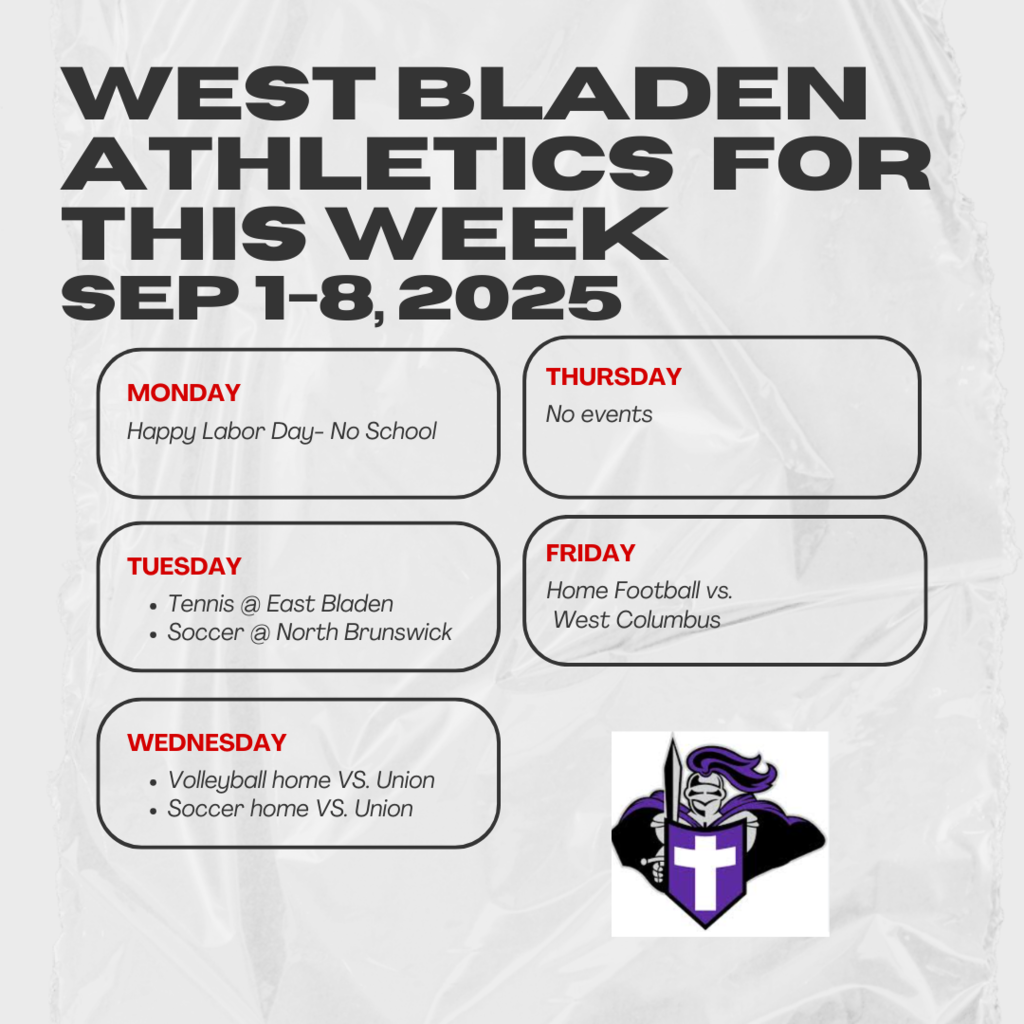 Week of September 1 Athletic events