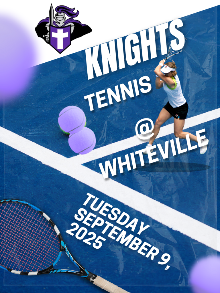 🎾 West Bladen Tennis The Lady Knights are on the road at Whiteville High School on Tuesday, September 9. Come support our team! 🏰💜 #WestBladenKnights #GoKnights #KnightsTennis