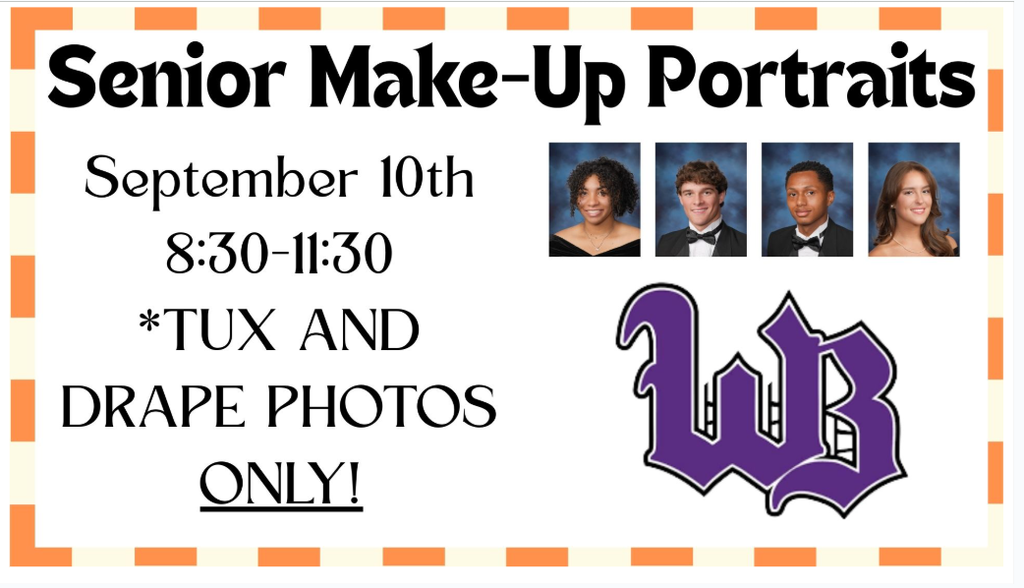 Senior Make-Up Portraits September 10 from 8:30 AM to 11:30 AM.