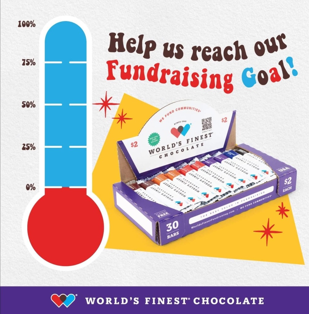 Fundraising goal graphic for worlds finest chocolate sales at bladenboro middle school