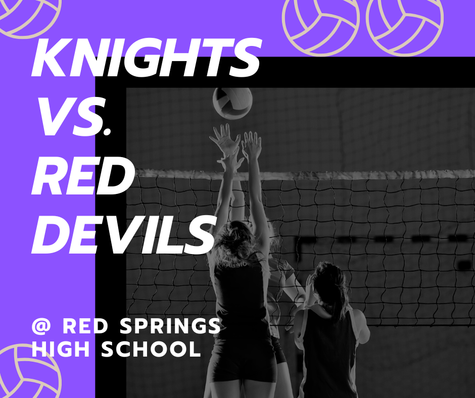 Knights Volleyball 🏐 West Bladen will travel to Red Springs High School on Tuesday, September 16, for their next match. 💜🤍 Come out and support the Knights!