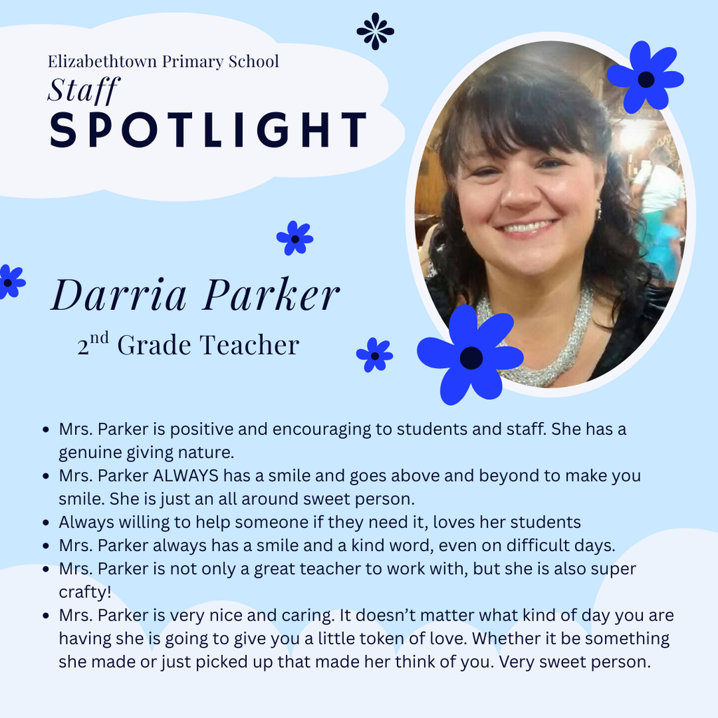 Photo of Mrs. Parker, recognized as Staff Spotlight of the Week
