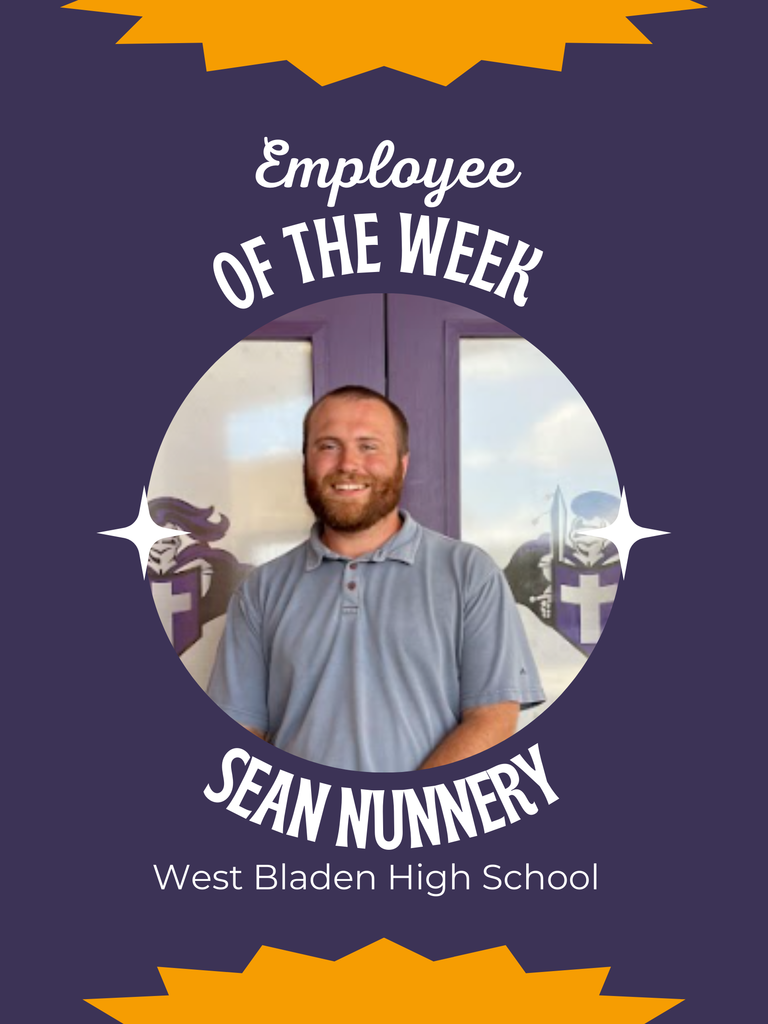 🌟 Employee of the Week 🌟 Today we honor Mr. Sean Nunnery! 💜🤍 Mr. Nunnery is a vital part of our Career and Technical Education (CTE) program and also serves as an advisor for our FFA chapter. His commitment to our students and school community makes a lasting impact every day. Thank you, Mr. Nunnery, for all that you do for West Bladen!