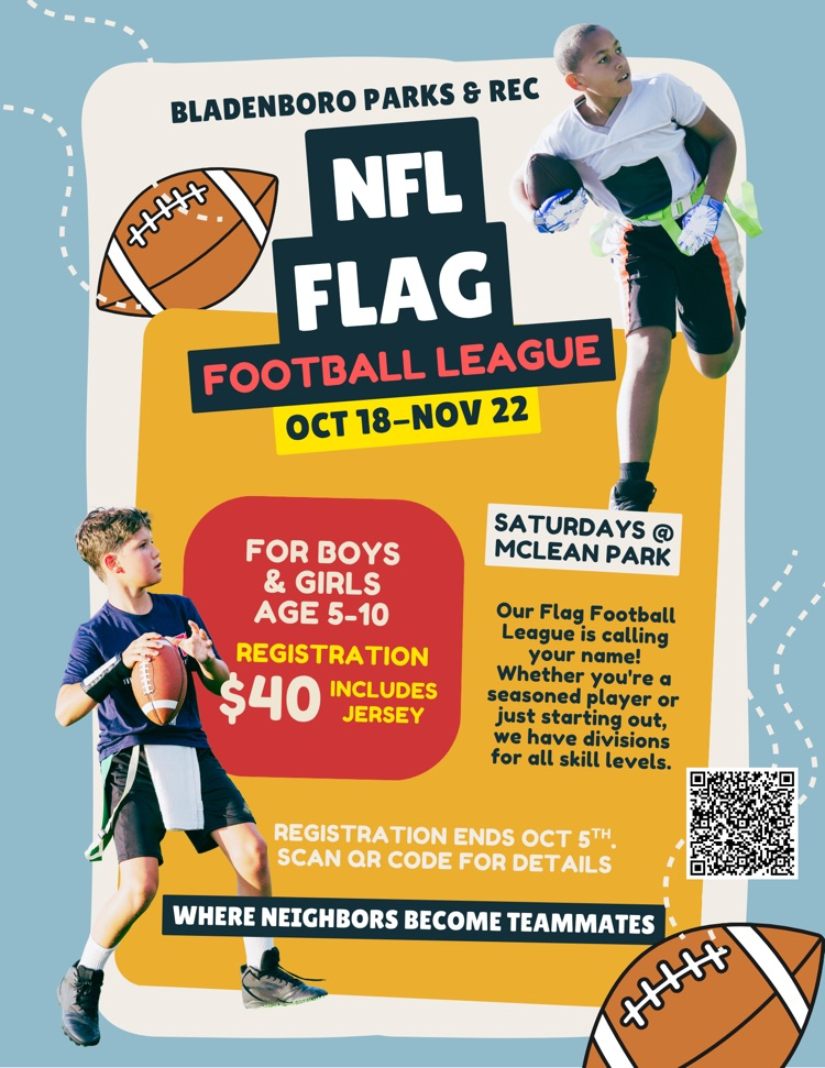 flyer for NFL flag football through Bladenboro Parks