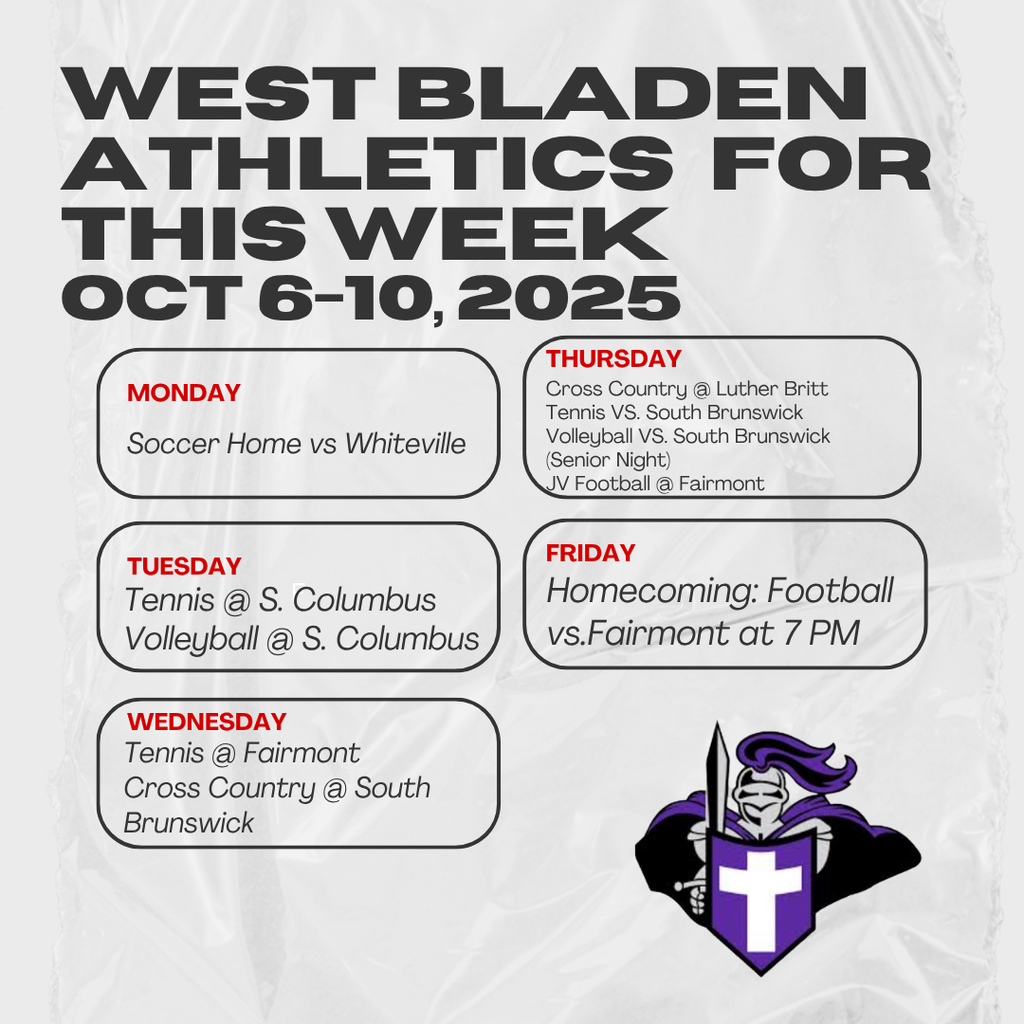 Athletics this week at West Bladen High School