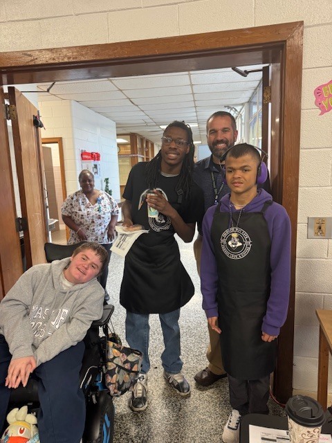 Mrs. Jones’ EC Adaptive Class/Knights’ Way Café staff had a busy Monday! They started their day at Bladenboro Primary School, serving up some delicious coffees and bright smiles! ☕💜 Afterward, they enjoyed a pizza buffet at Pizza Hut, followed by a sweet treat — ice cream at Allen Family Orchards 🍕🍦 It was a busy but wonderful day full of hard work, fun, and great memories!