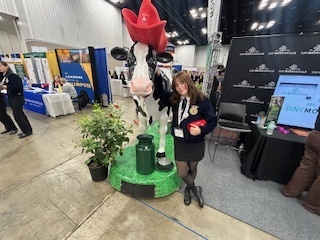 ffa student with cow statue