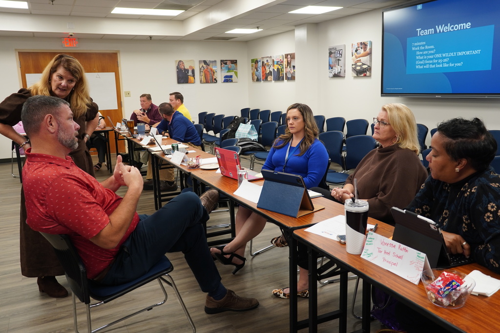 Dr. Eason facilitating small group work on Wildly Important Goals