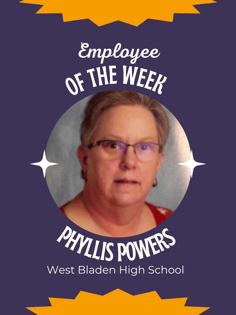 Please join us in recognizing Mrs. Phyllis Powers, our dedicated school bookkeeper here at the West Bladen Castle. Mrs. Powers works tirelessly behind the scenes to keep our school running smoothly, supporting students, staff, and families with a kind spirit and a steady hand. We are grateful for all she does for our Knight family.