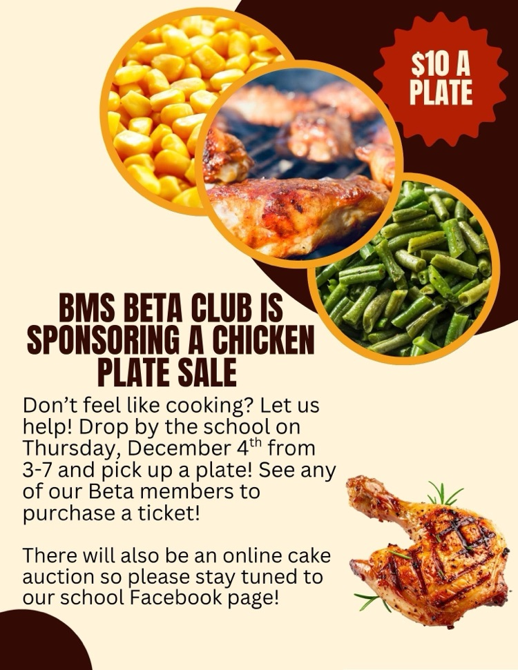 chicken plate flyer with information about the fundraiser