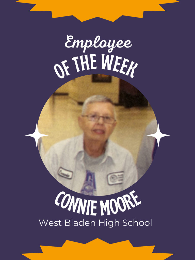 Please join us in recognizing our Employee of the Week, Connie Moore. Connie is one of our school janitors and plays a major role in making West Bladen a safe and welcoming place to learn. Her work often happens quietly in the background, but it is noticed and appreciated by everyone. Thank you, Connie, for all that you do.