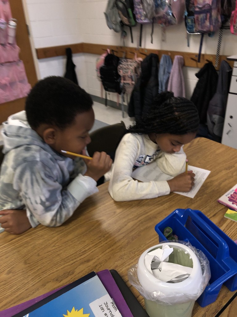 Two students work quietly together during math time. One student writes answers on a worksheet while the partner observes and supports, using the Rally Coach strategy.