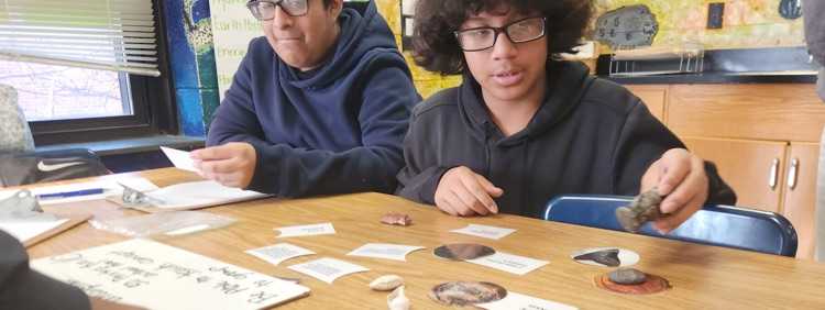 student studying rock