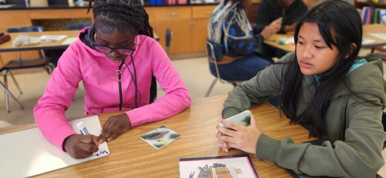 students working on science project