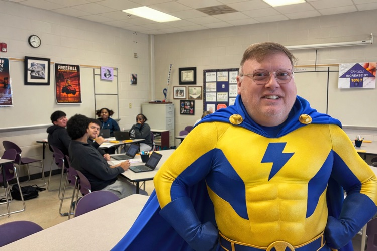 Man in superhero costume  