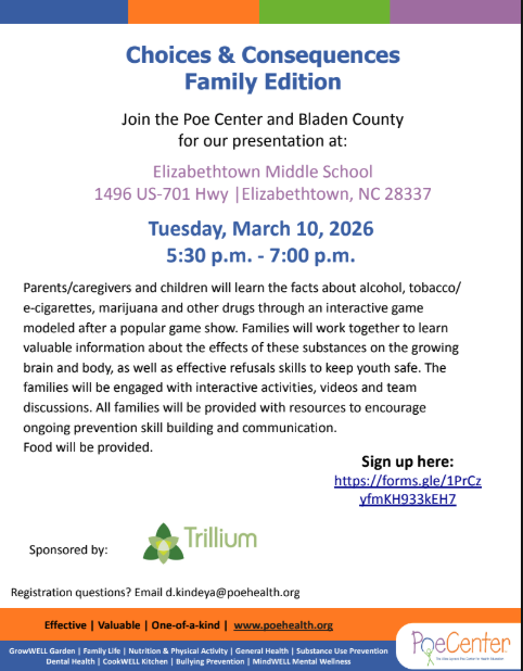 flyer detailing an upcoming meeting for parents and students