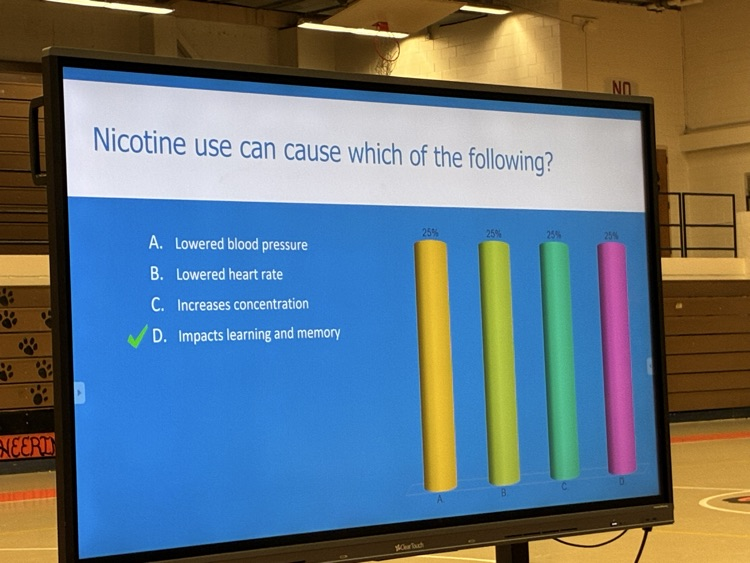 blue presentation screen discussing the effects of nicotine