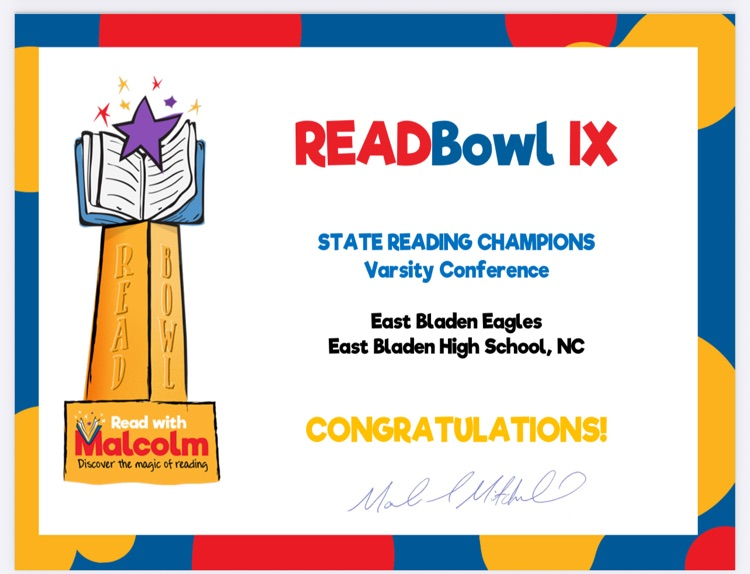 read bowl IX certificate. yellow, red, and blue border. reading trophy