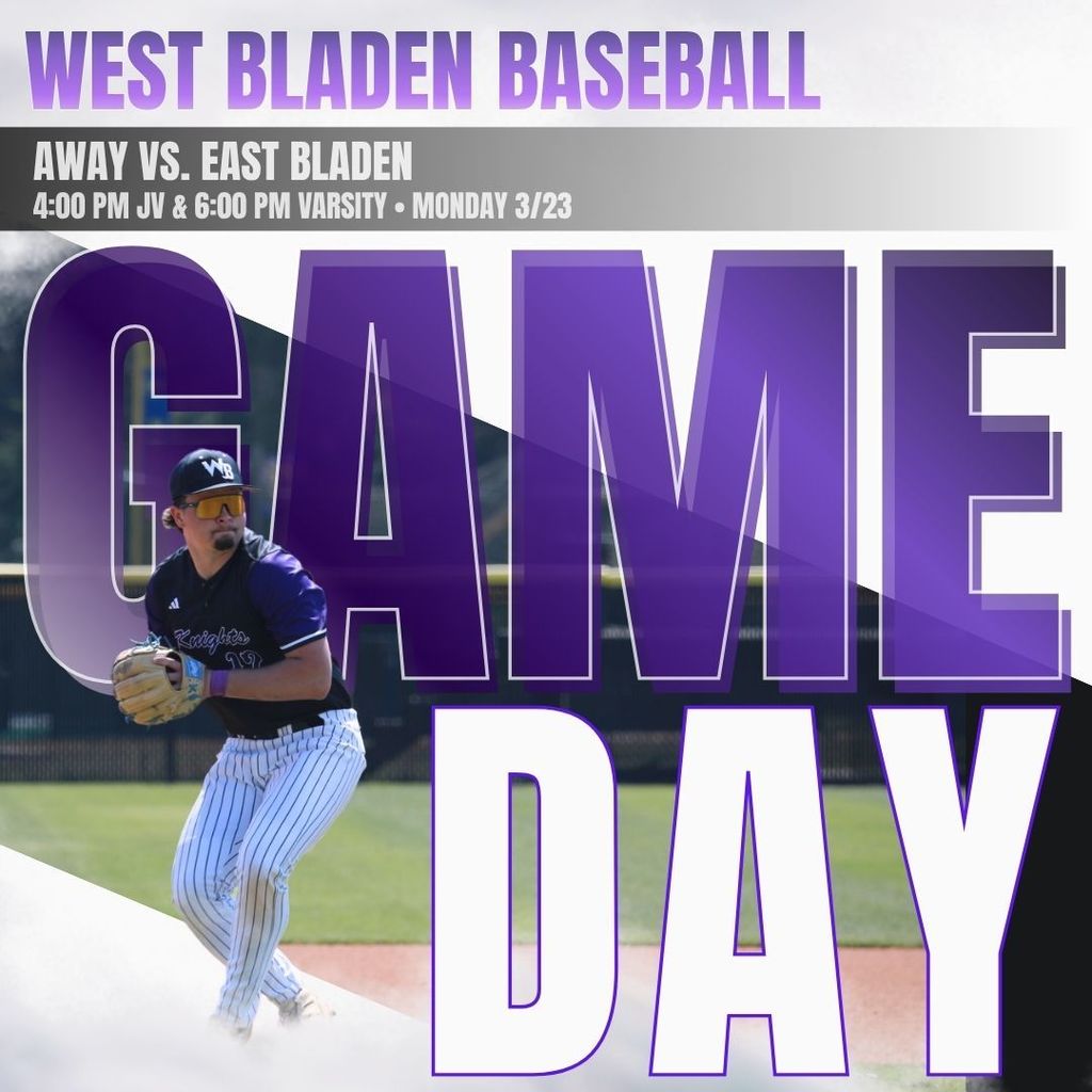 A baseball player in a purple and white uniform pitching, overlaid with the large text "GAME DAY.