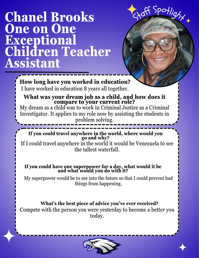 Blue background flyer, with white starts, an EB Eagle at the bottom. Information describing Channel Brooks experiences and dreanms is described.