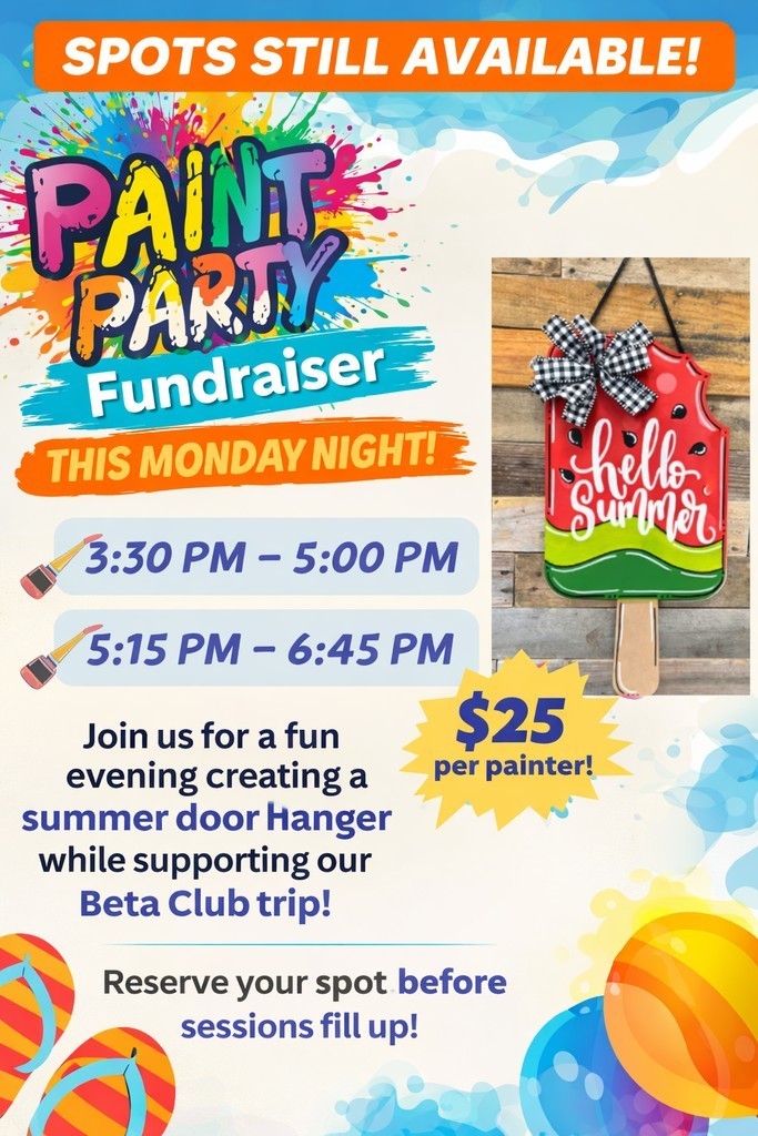 Flyer with all the details of the paint party.