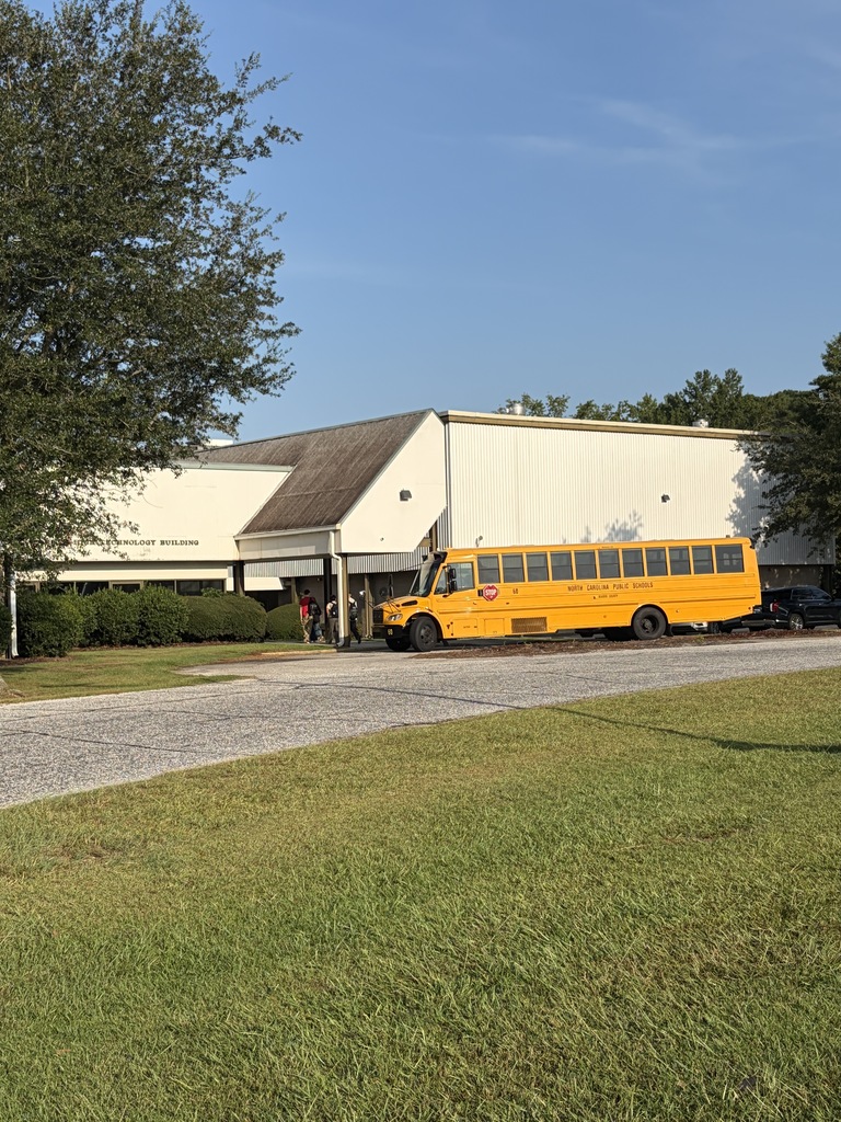 A Bladen County Schools school bus is parked outside of the Early College.