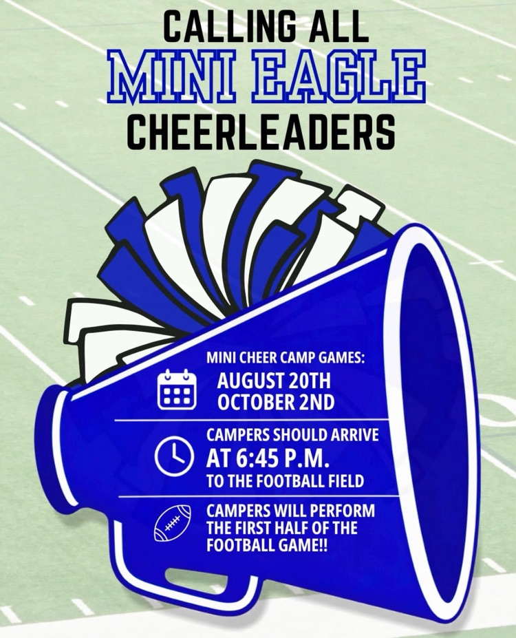 light faded picture of football field and background with a megaphone about game information for many cheer campers