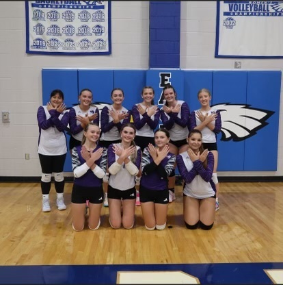 Pictured are West Bladen High School Varsity volleyball players after their volleyball game against East Bladen High School.
