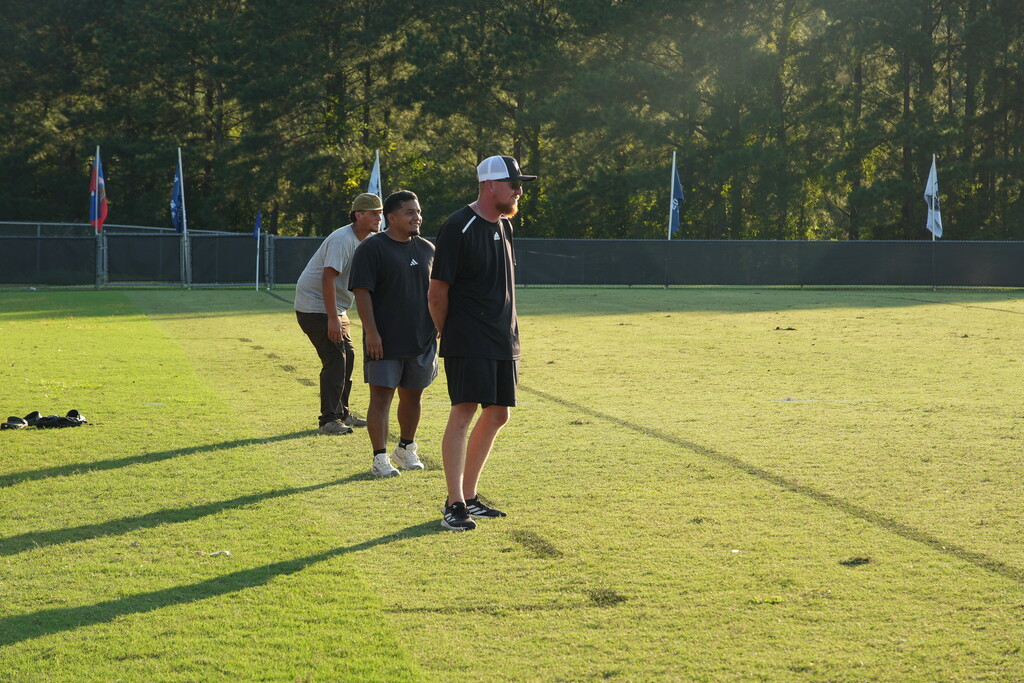 Coach Jackson on the sidelines, coaching soccer