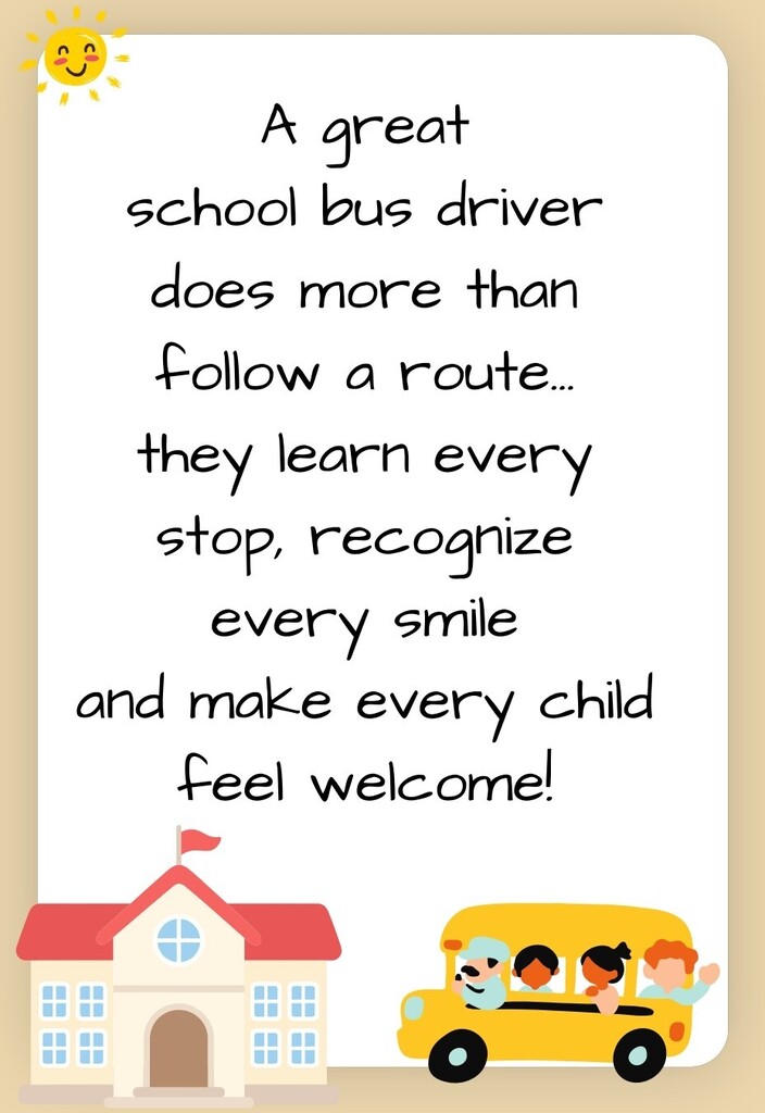 Thank you messagw to bus drivers