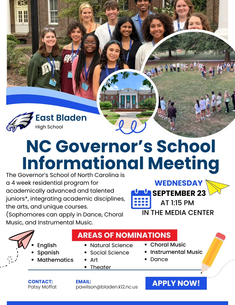 what flyer with a echo paper airplane a pencil, a calendar and information about NC Governor school meeting