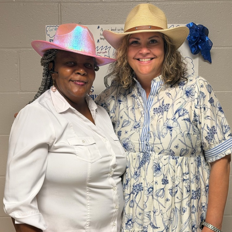 lady in flowery dress and lady in white shirt pink pants wearing cowgirl hats