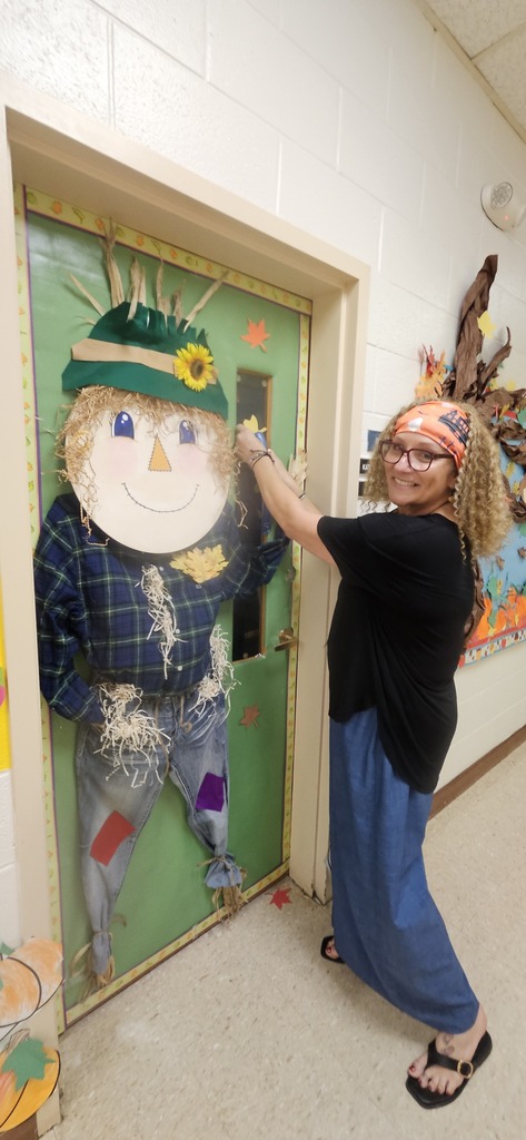 Mrs. Hill working on Scarecrow