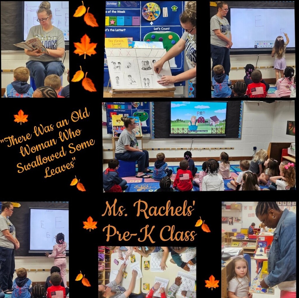 Teacher and students in class collage