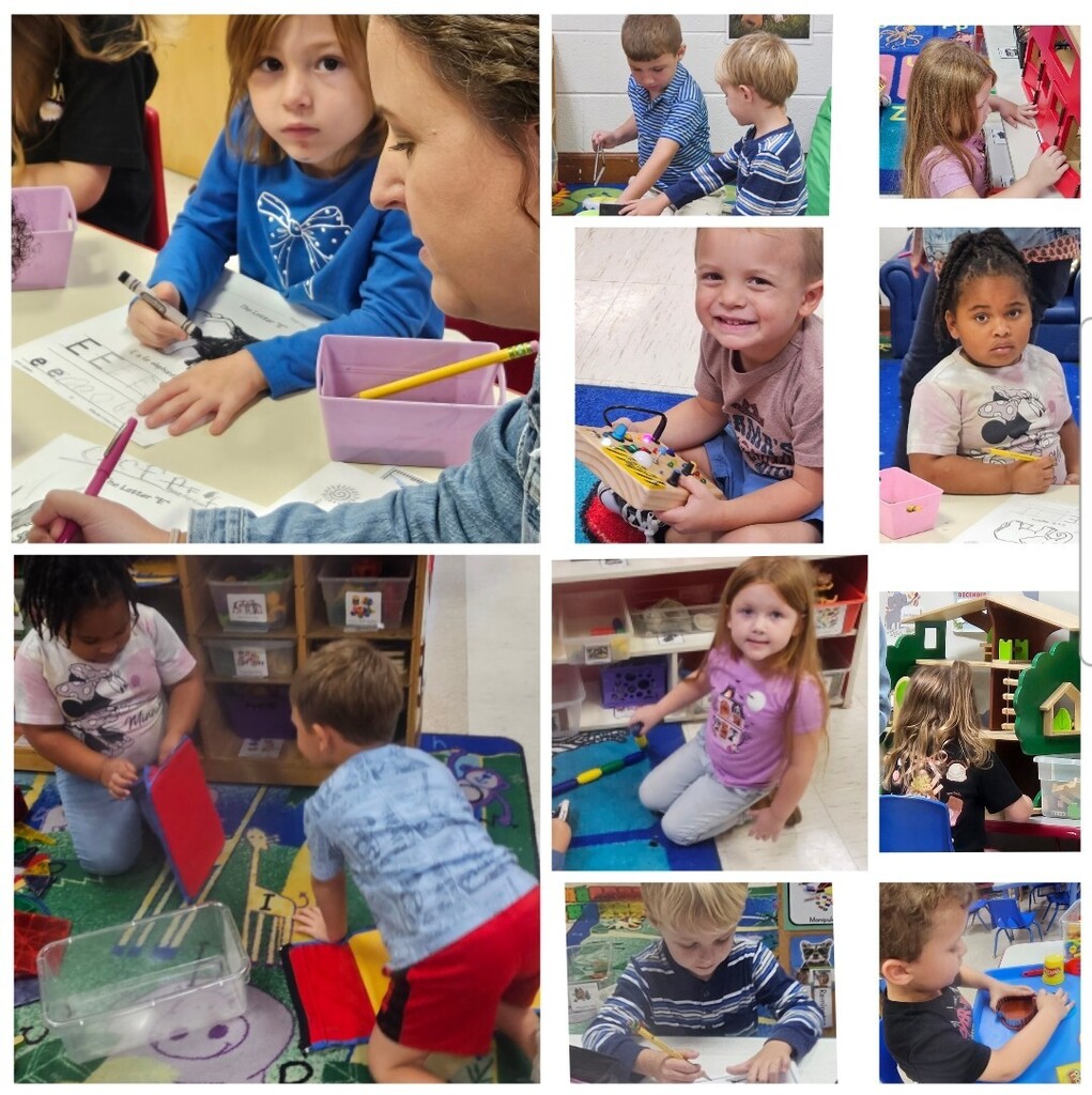 Students working in centers in Pre-K