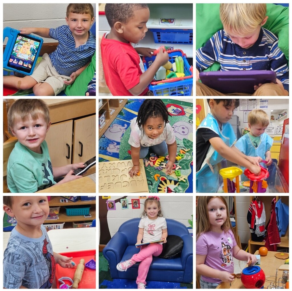 Students working in centers in Pre-K