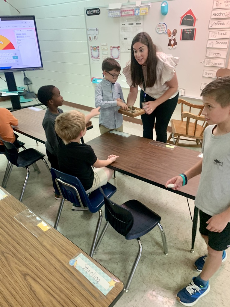 Beta students showing their rock collection
