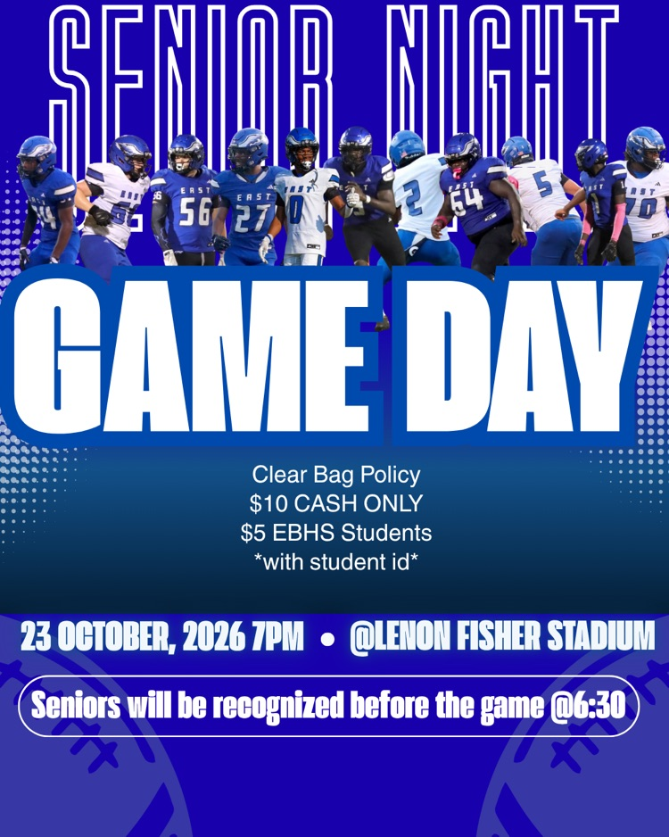  blue flyer with a cut out of the senior football player ls 