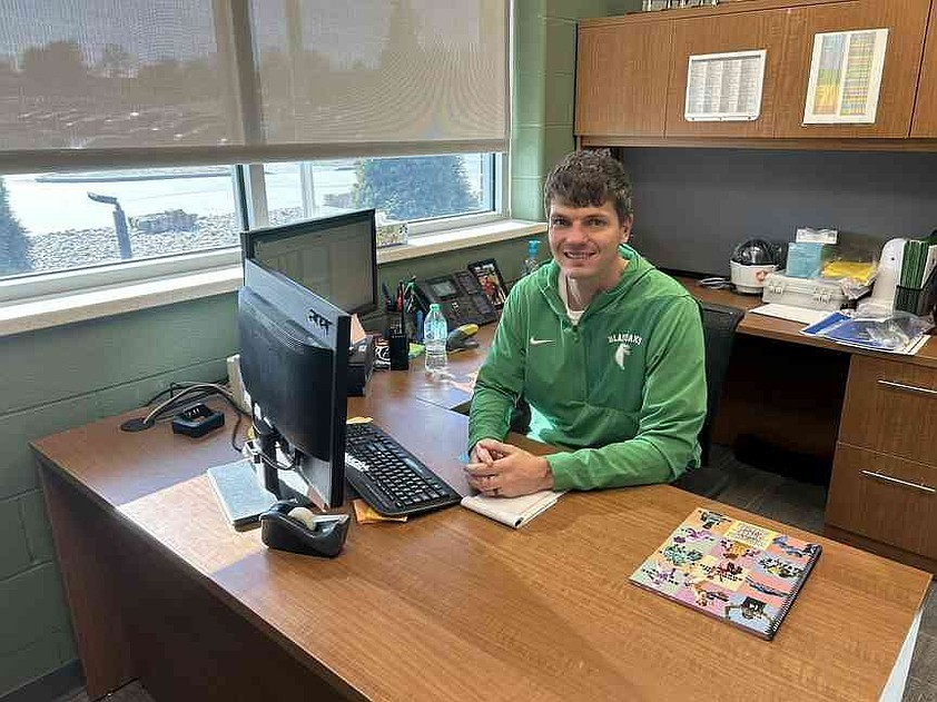 Jack Wardynski/News Tribune photo: Clay Crouch, shown in his office at Blair Oaks High School in Wardsville, will succeed Chris Marshall as principal of the school. Crouch spent the last five years as the school's assistant principal and activities director.