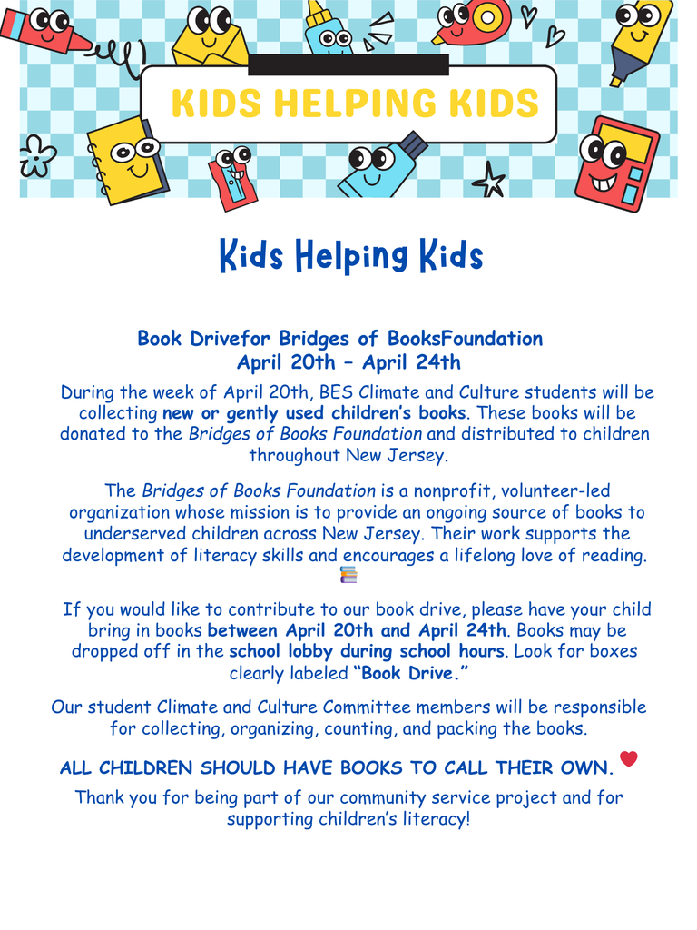 Book Drive April 20th - April 24th
