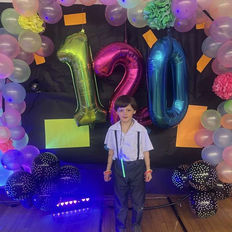 first grade celebrating the 120th day of school