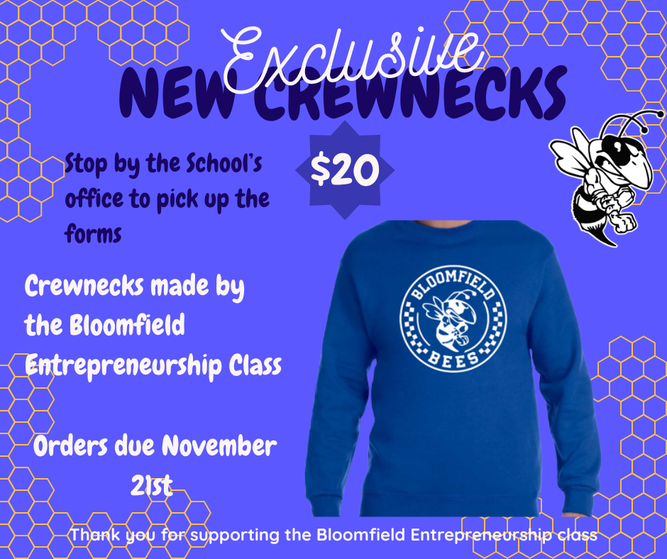 entrepreneurship class fundraiser for crewneck sweaters