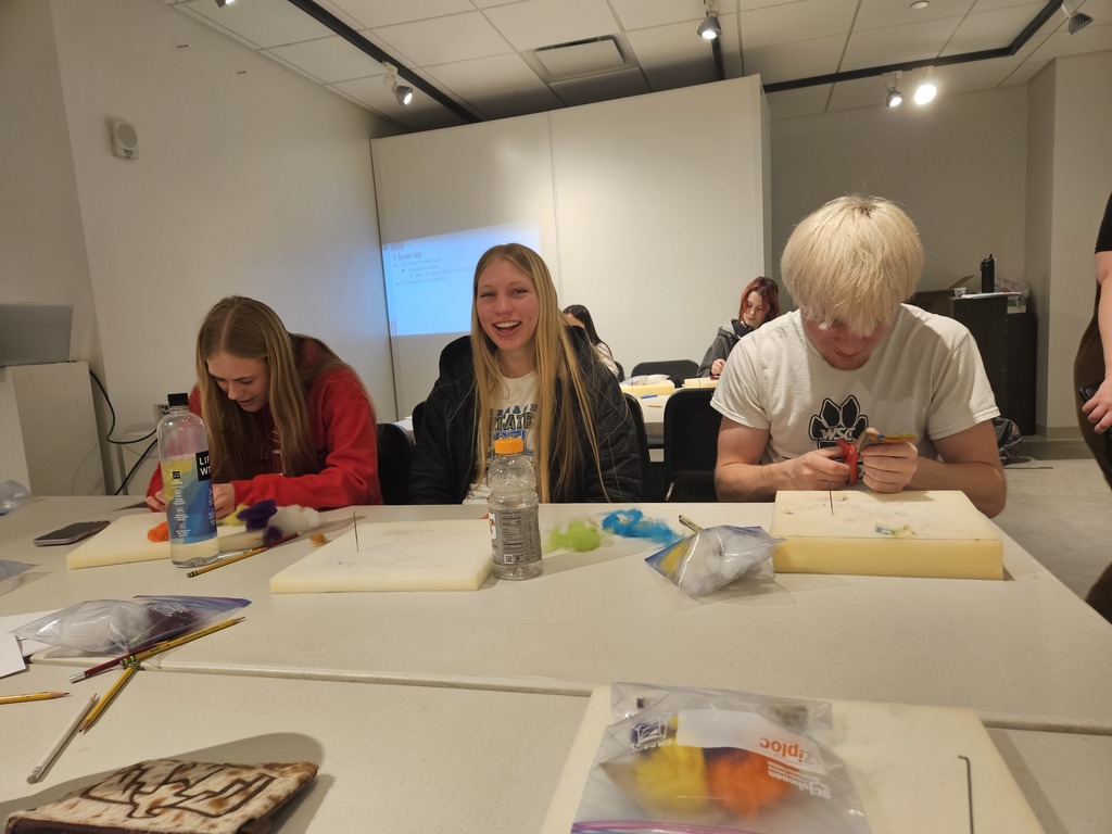 miley pinkelman, chelby ramponi and alex rampopni doing art and learning