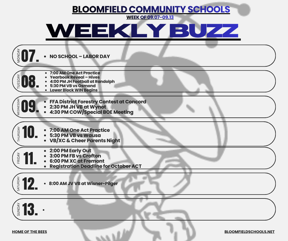 weekly buzz week of 9/7-9/13